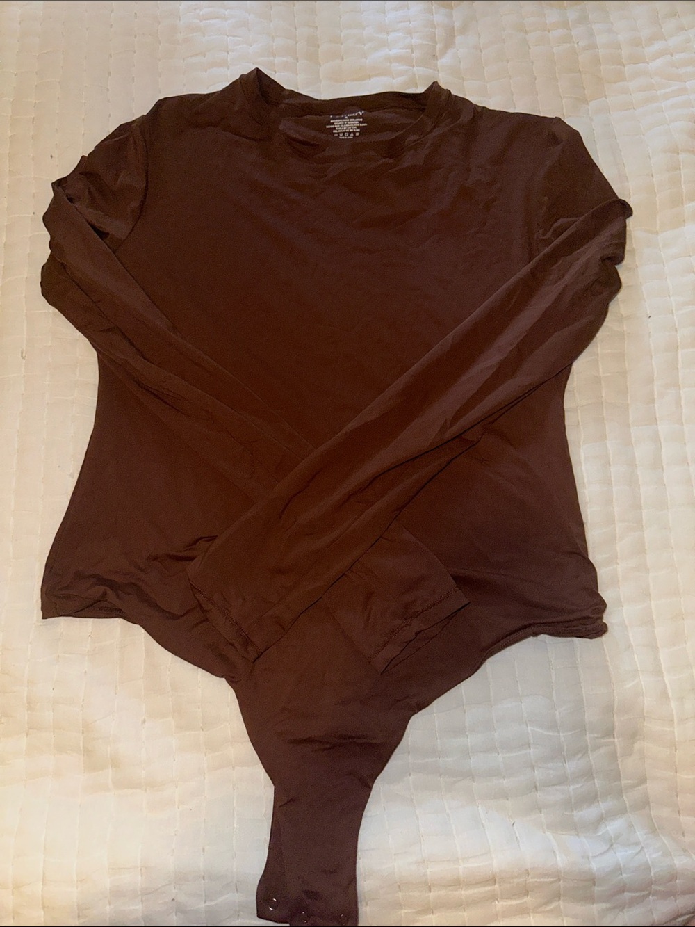 Long Sleeve Brown Crewneck Bodysuit